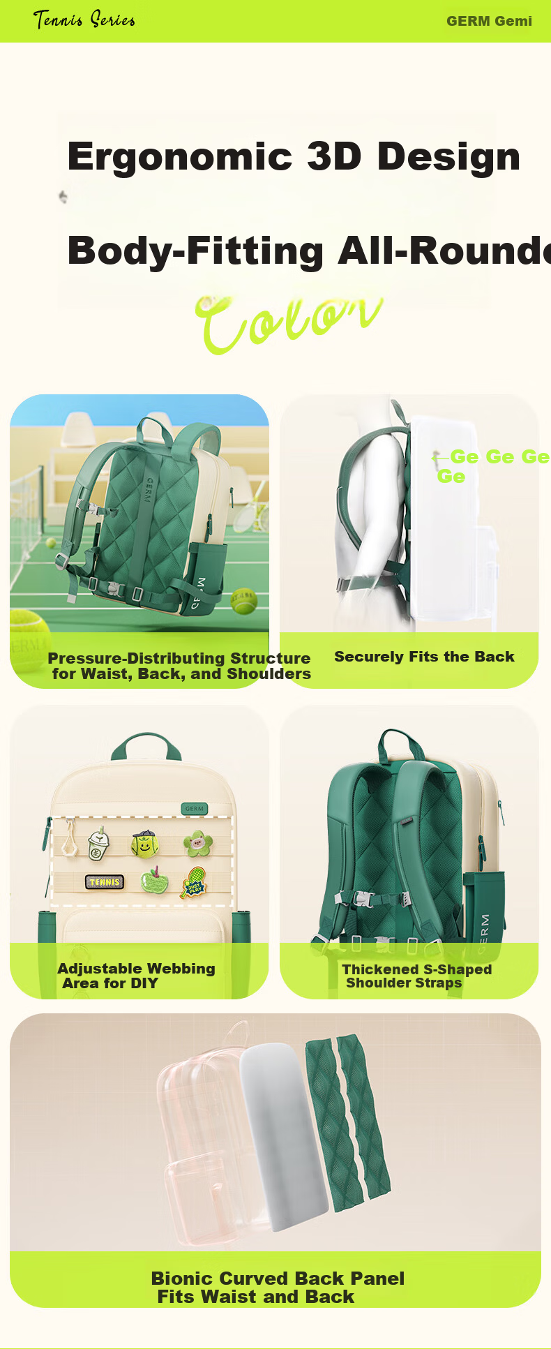 Germ Lightweight Large Capacity School Backpack for Elementary and Middle School Girls Grades 4-6 12