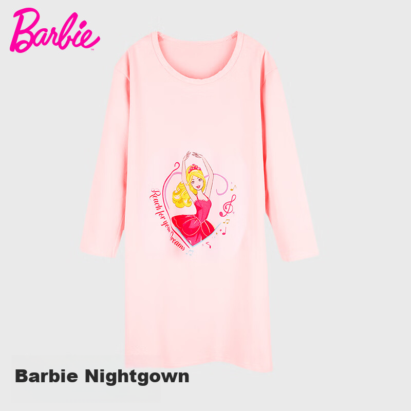 Barbie Girls' Long Sleeve Nightgown Spring Autumn Thin Home Dress Baby Girl Summer Dress