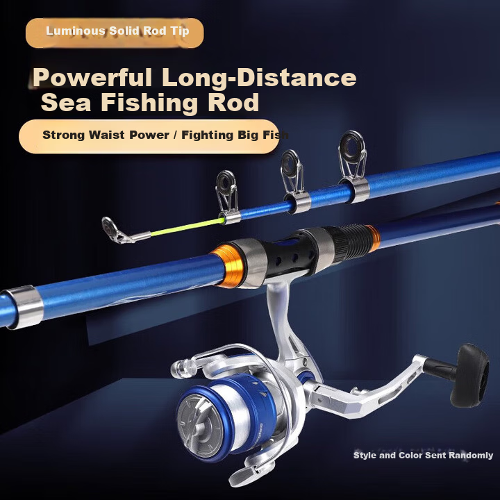 Taigek Tiger Wind Sea Fishing Rod Set Long Casting Surf Rod Beginner Fishing Reel 2.1m Complete Fishing Rod Kit Random Delivery