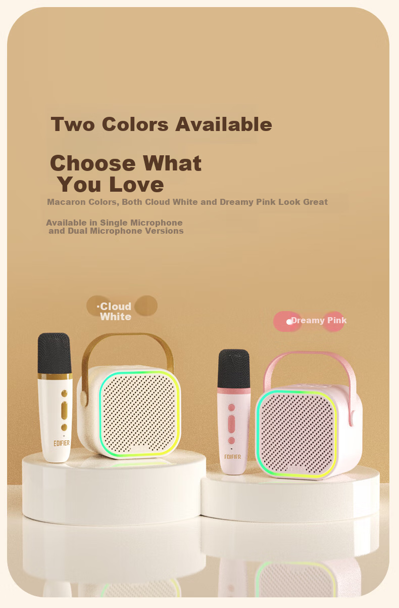 EDIFIER Q1 Dual Microphone Version Karaoke Speaker Home KTV Speaker Portable Karaoke Speaker Smart Singing Device Karaoke Set Dreamy Pink 9