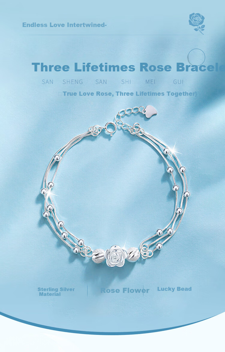 ALLOVE Three Lives Three Worlds Pure Silver Bracelet Women's 2026 New Birthday 520 Valentine's Day Gift for Girlfriend Wife 1