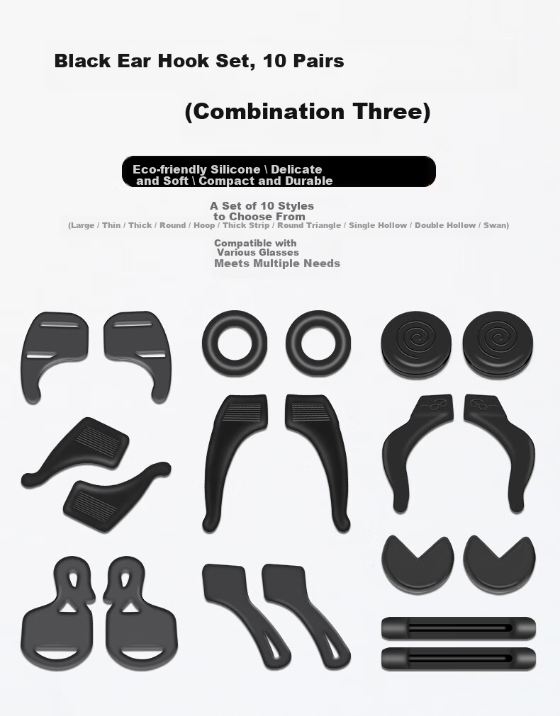SooGree Anti-Slip Silicone Ear Hooks Replacement Eyeglass Temple Tips Accessories 25