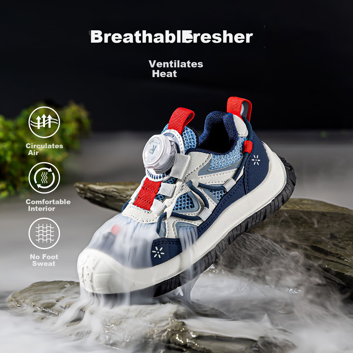 ANNIL Girls' Sports Shoes 2026 New Summer Breathable Mesh Running Shoes Children's Hiking Shoes 5326 Dark Blue Size 36