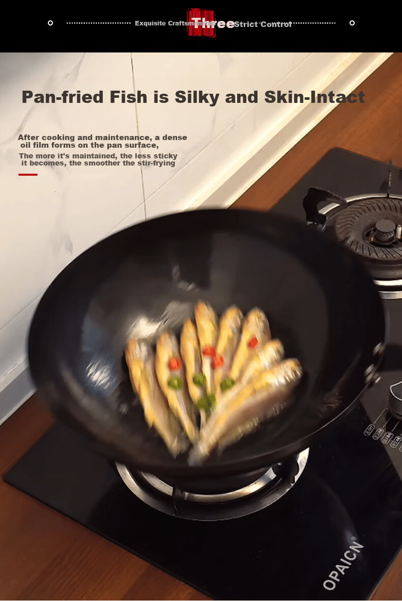 SUPOR Wok Iron Pan, Uncoated Stir-Fry Pan, Gas Stove Seasoned Iron Pan, Household Pure Iron, Rust-Resistant, Anti-Puncture FC32AJ2 4