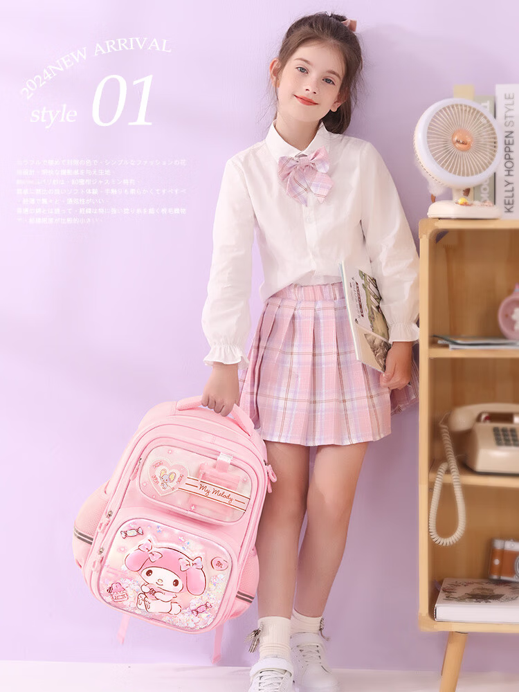 Hello Kitty Primary School Backpack for Girls Grades 1-3 Lightweight Anti-Sagging Children's Shoulder Bag 96702B Cinnamoroll Blue 3