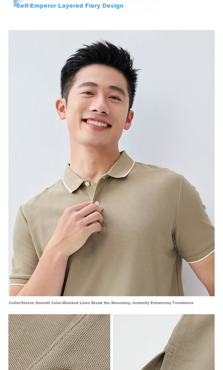 Giordano Men's Short Sleeve Polo Shirt New Pique Fabric Commuter Casual Colorblock Collar Top 01016425 7