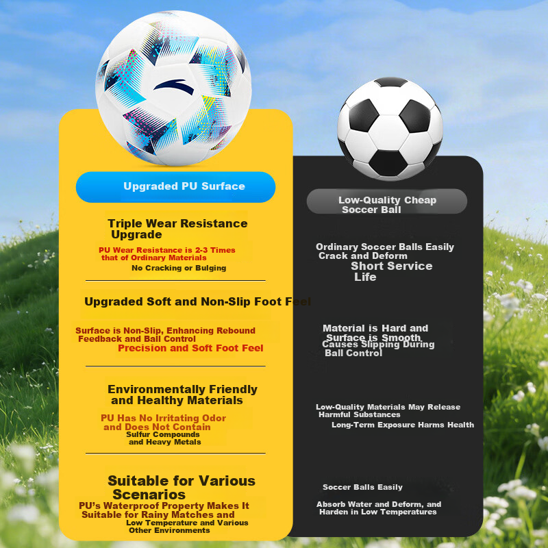 ANTA Soccer Ball Size 5 Adult Children Standard Middle School Exam World Cup Professional Youth Primary School PU Size 5 Football