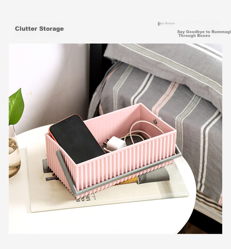 LIKUAI Japanese Imported Desktop Storage Box High-Value Multifunctional Household Organizer Pink M 15