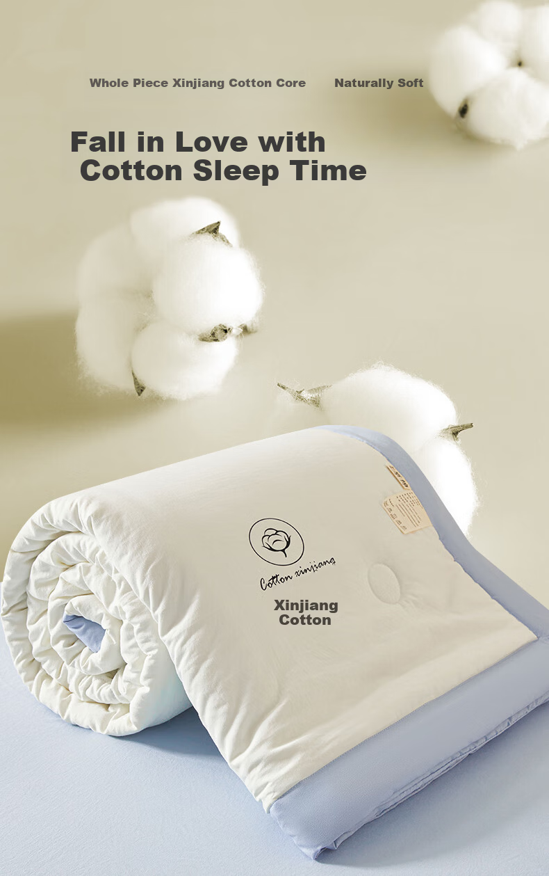 Aiwei Summer Cooling Quilt A-Class Xinjiang Cotton Air Conditioning Quilt Washable Thin Quilt 1.5 Jin 150*200cm White Blue 1