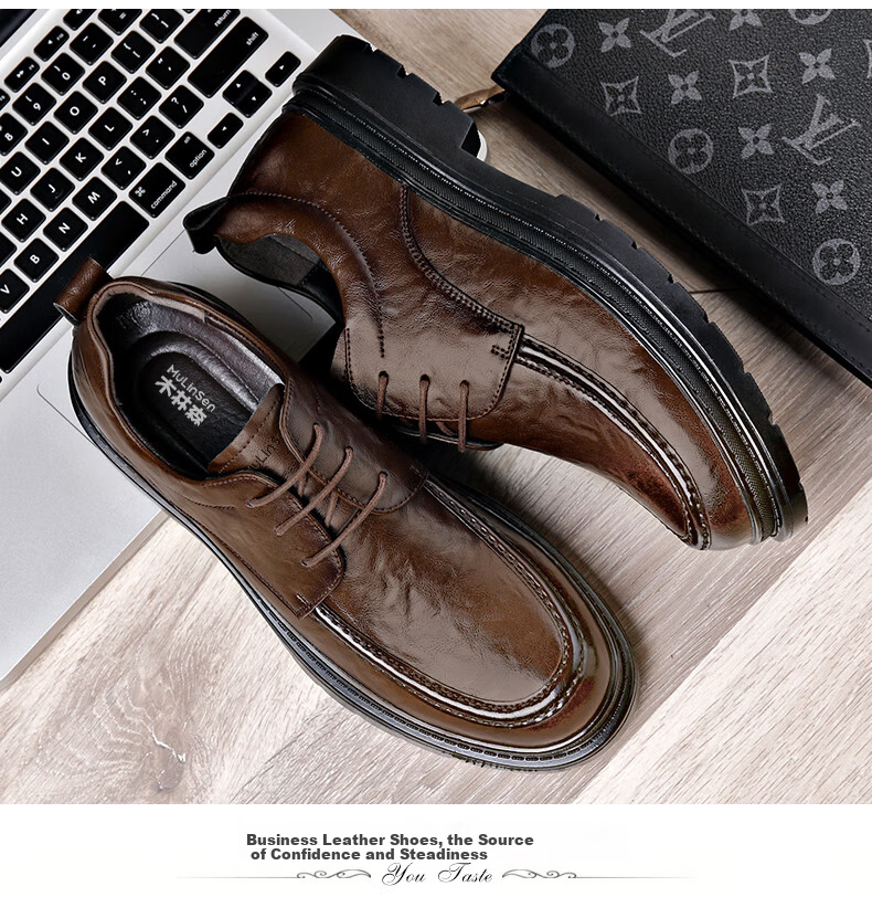 MULINSEN Men's Business Formal Leather Shoes Thick Sole Youth Lace-up Casual Shoes R22033 16