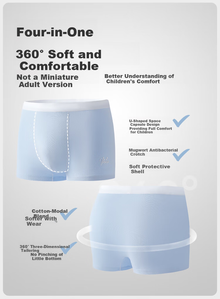 Ying's 7A Antibacterial Mugwort Modal Kids Underwear Boys Girls Boxer Briefs 6-12 Years 100 2