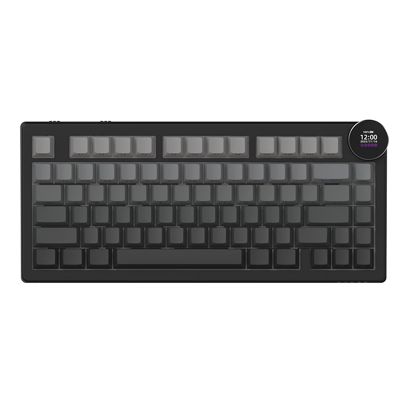AJAZZ AK820V2 Wireless Mechanical Keyboard Wired/2.4G/Bluetooth 81-Key Hot-Swappable Gasket Gaming 10000mAh White Peach Switch Gradient Side-Printed Black