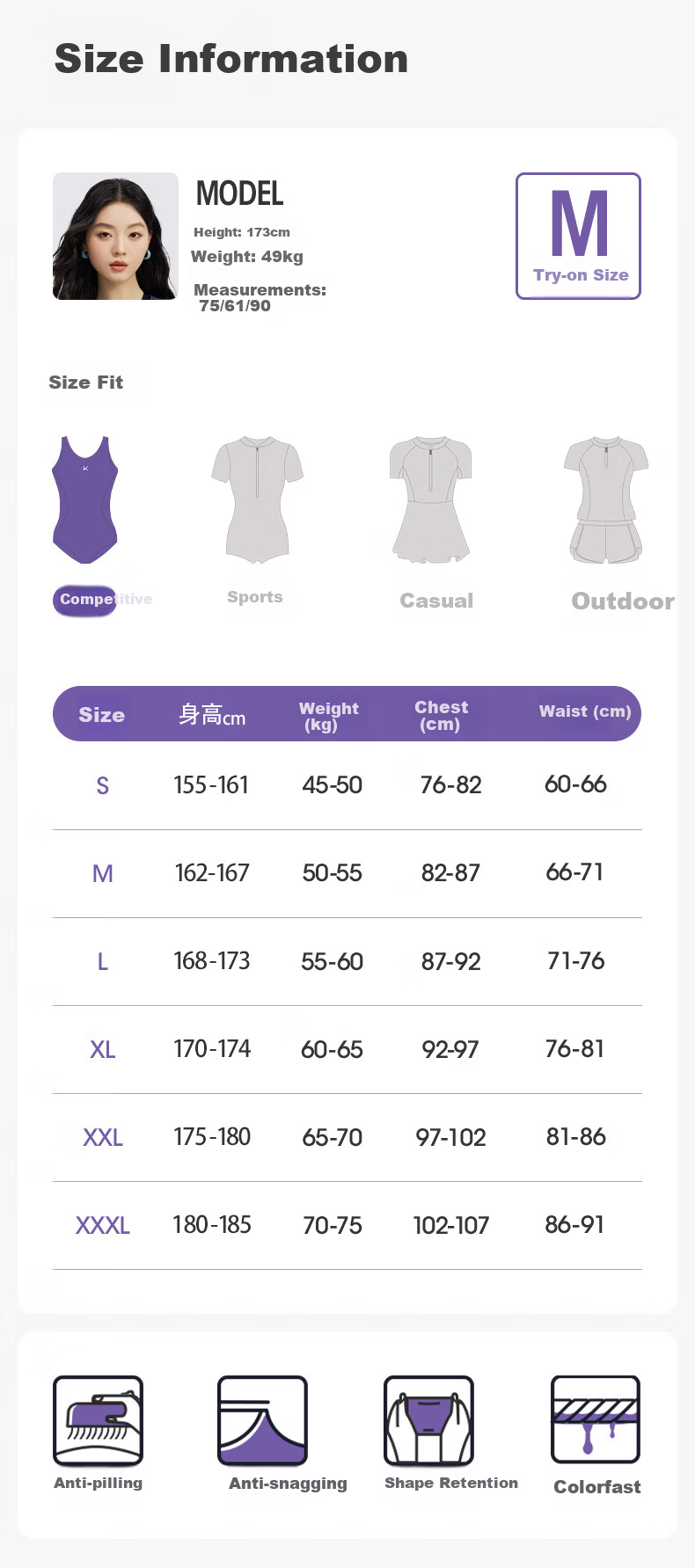 Keep Women's Fashion One-Piece Triangle Swimsuit High-End Racing Swimwear Gray White 2XL 6