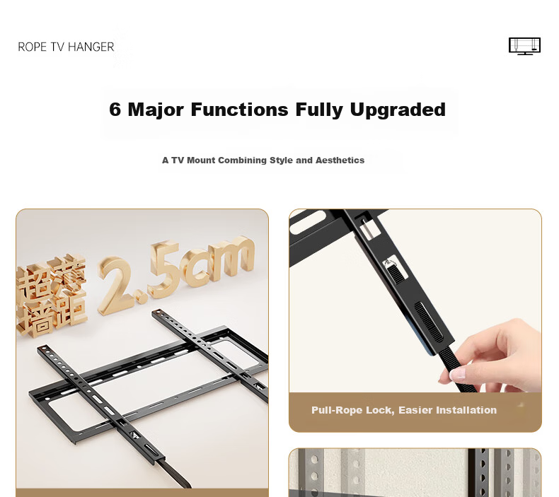 Dongpuli 75-100 Inch Ultra-Thin Embedded Large Screen TV Telescopic Rotatable Folding Wall Mount Bracket Compatible with 85 Inch Xiaomi Hisense TCL Skyworth TVs, Socket and Speaker Friendly 4