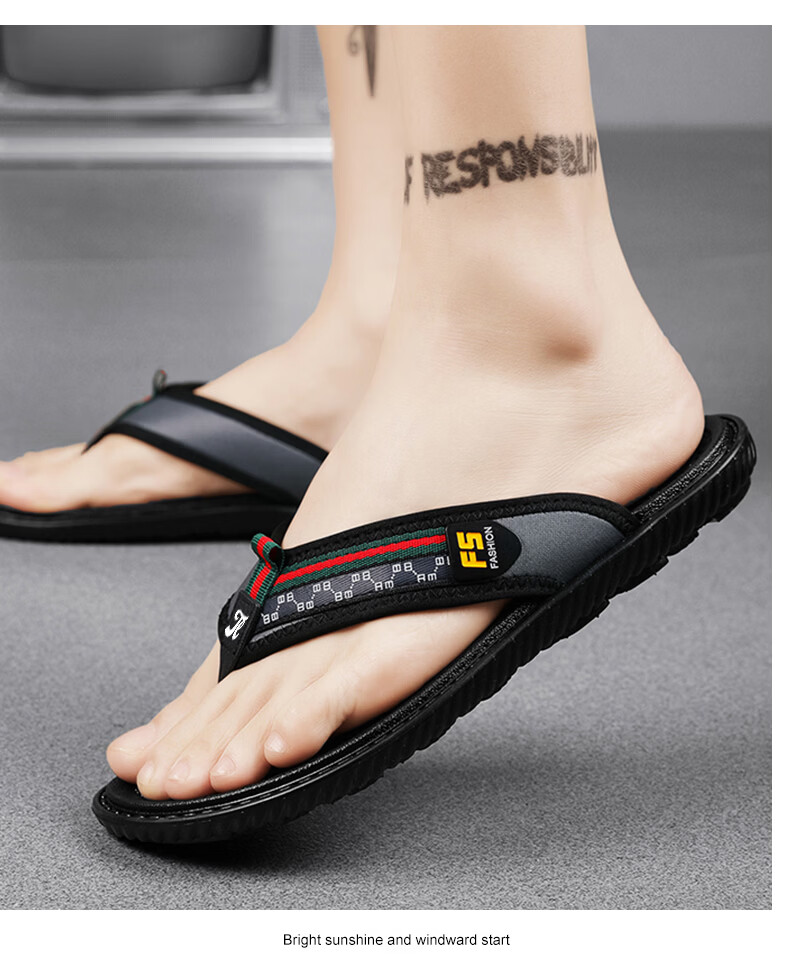 TonLion Men's Flip Flops 2026 Summer Woven Texture Soft Sole Beach Sandals Black Size 41 9