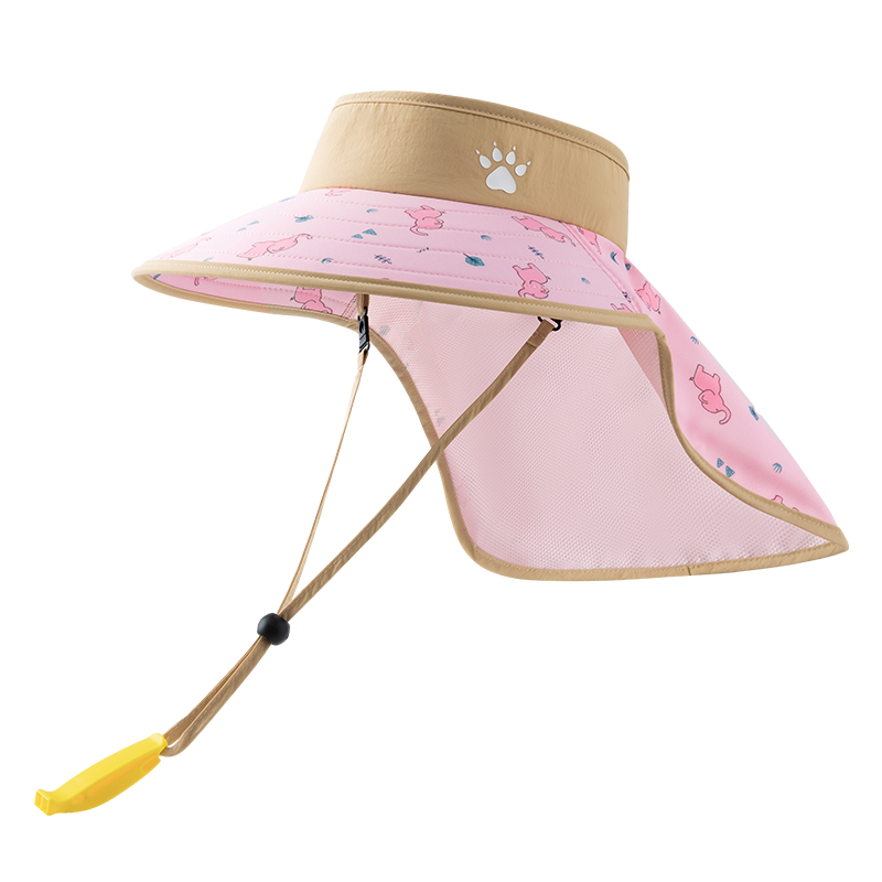 KELME Kids Sun Protection Hat Wide Brim Sunshade Cap with Neck Flap Open Top Outdoor Beach Travel