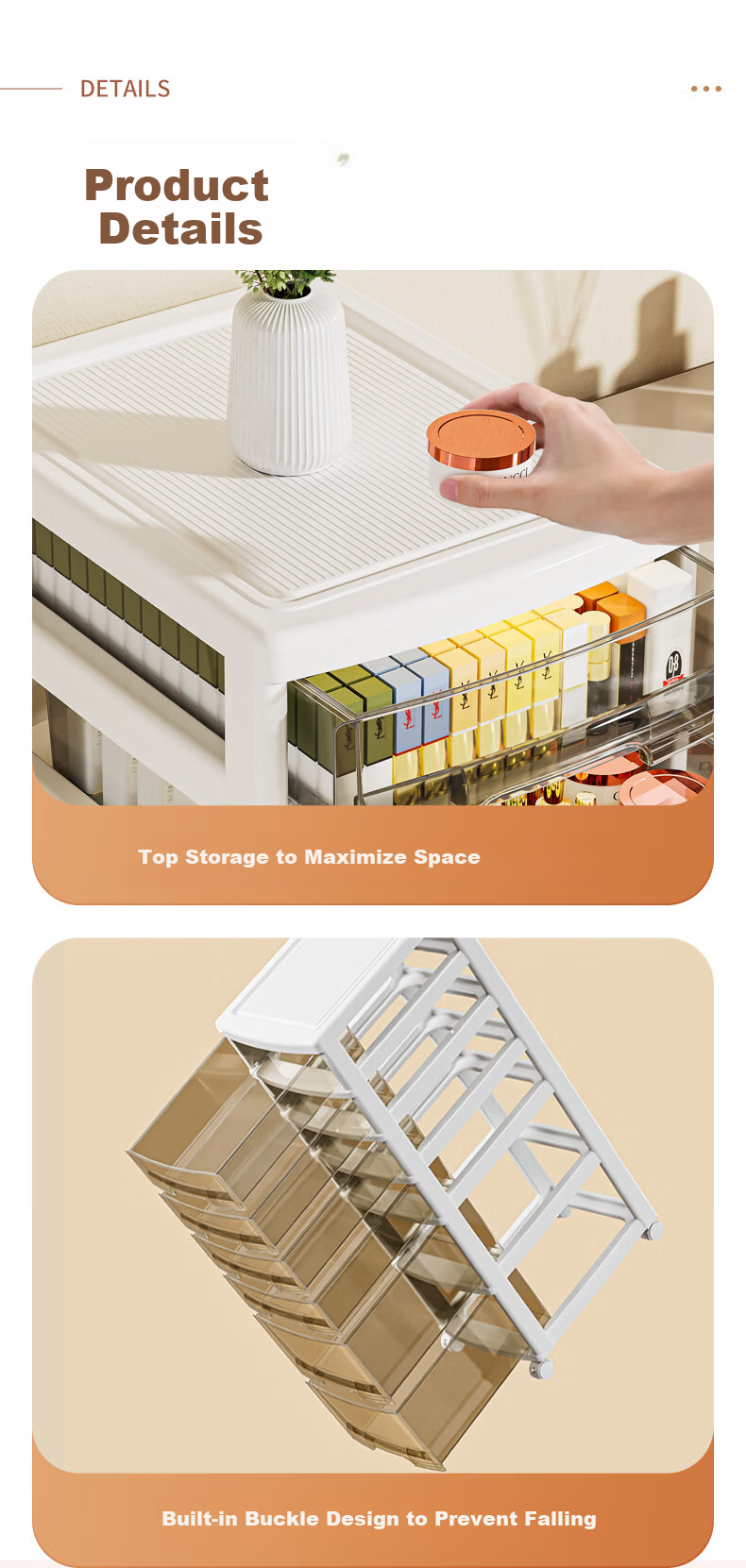 JEKO&JEKO Drawer Storage Cabinet Makeup Organizer Box Storage Cabinet File Cabinet Storage Rack Gap Cabinet 32cm Wide 3 Shallow 1 Deep 10