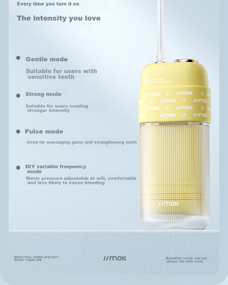 JIMOK German Portable Water Flosser Tooth Cleaner UV Sterilization Gentle Bubble Gum Care S5 Upgraded Cream White 11