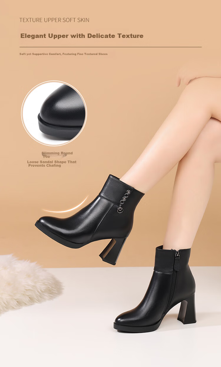 Red Dragonfly Women's Fashion Winter High Heel Commuter Boots Soft Sole Lightweight Mom Boots WFC450391B Black Size 38 4