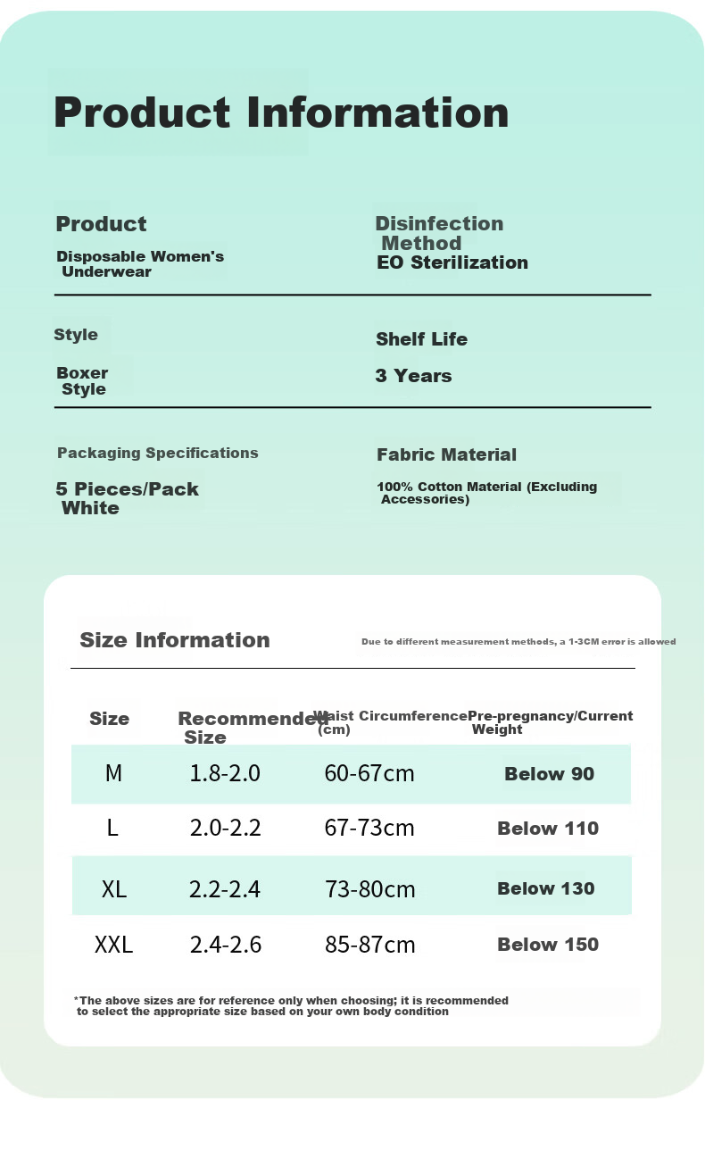 LangSha Disposable Women's Cotton Sterilized Travel Wash-Free Shorts Maternity Postpartum Daily Use Pants 15