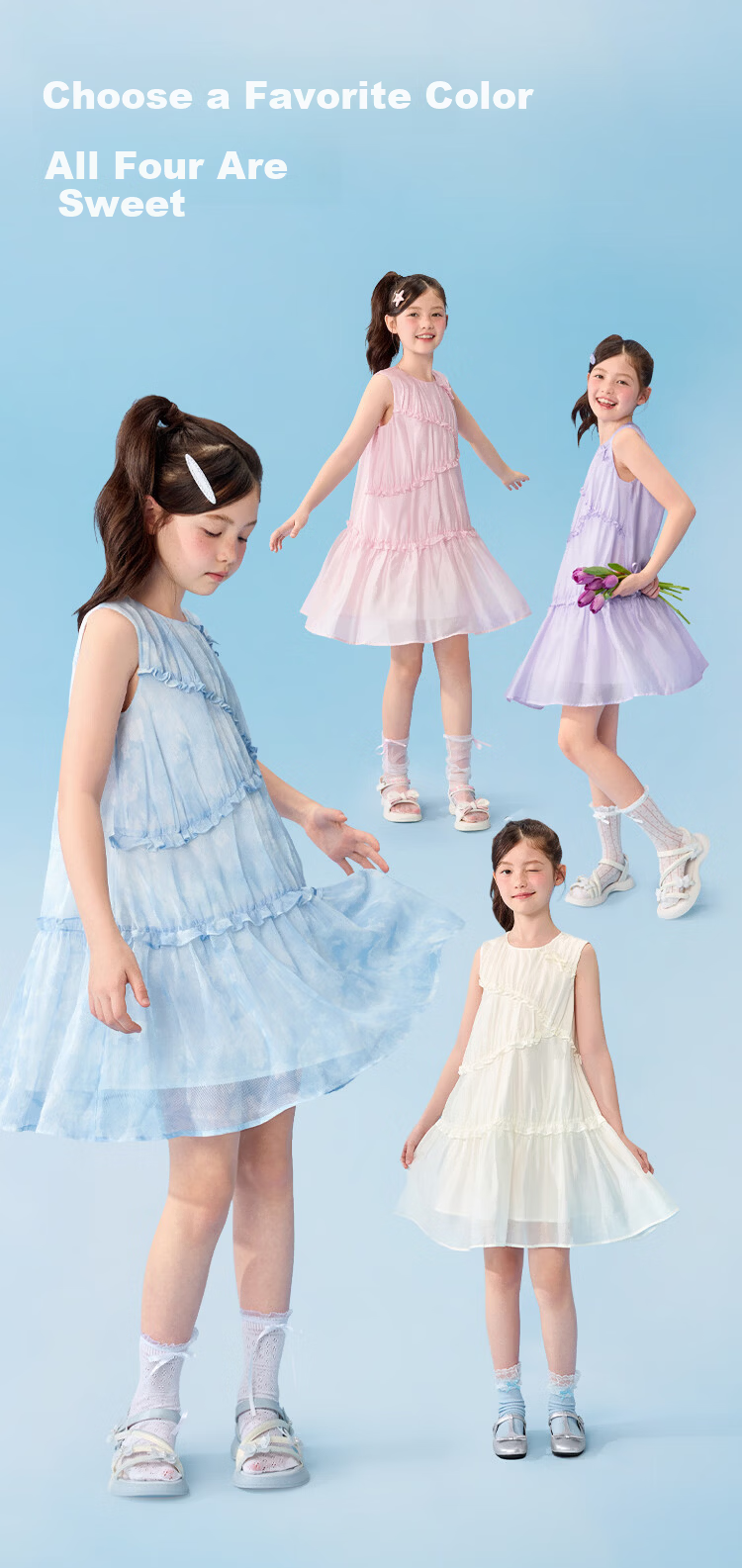 Balabala Kids Sleeveless Dress 2026 Summer Big Kids Children's Day Gift Girl Princess Dress Sweet 6