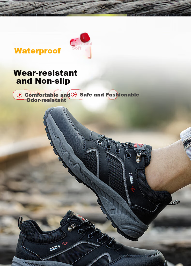 Dinggu Safety Shoes for Men with Steel Toe Cap, Puncture-Resistant, Lightweight, Comfortable, Non-Slip, for Construction Sites, 852hui43 2