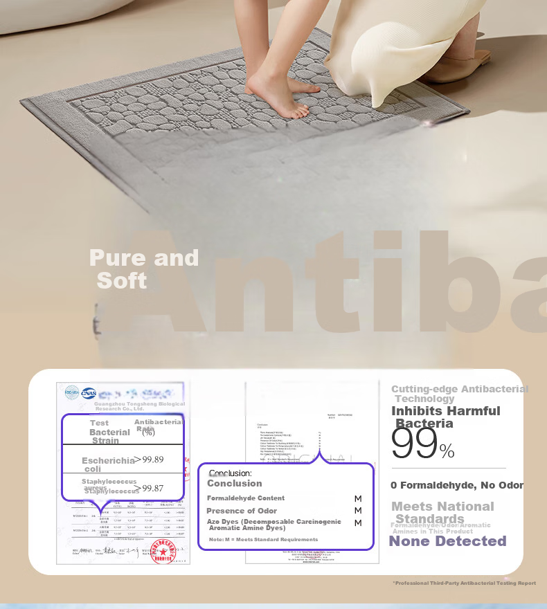 Baineng Pure Cotton Hotel Bathroom Door Water Absorption Mat Toilet Floor Mat Washroom Foot Mat 40x60cm 4