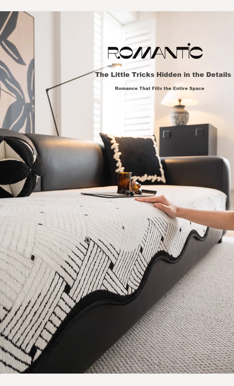 Wuyinliangpin Sofa Cover, Chenille Straight Row, Cat Scratch Resistant, One-Piece Non-Slip Sofa Slipcover, 90*260cm, Five-Seater 7