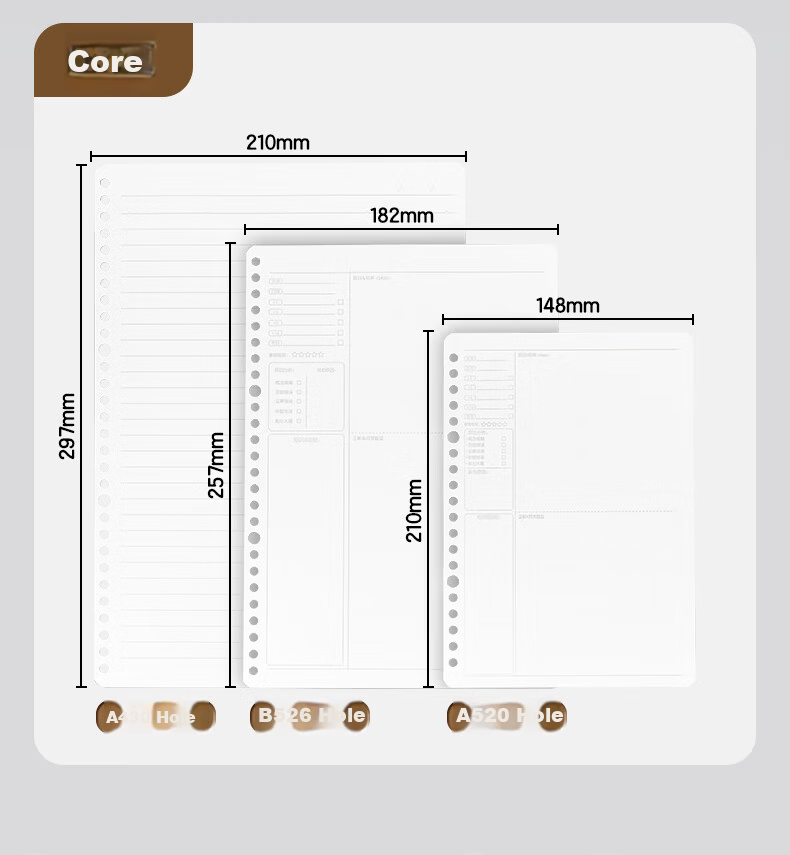 M&G B5 50-Sheet Loose-Leaf Notebook Detachable 8-Hole Meeboki Series Plain Color HB5600AA Exam Essential 2