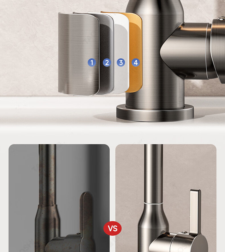 Baihan All-Copper Thickened Washbasin Faucet Bathroom Mechanical Arm Basin Universal Rotatable Hot and Cold Dual-Control Faucet 19