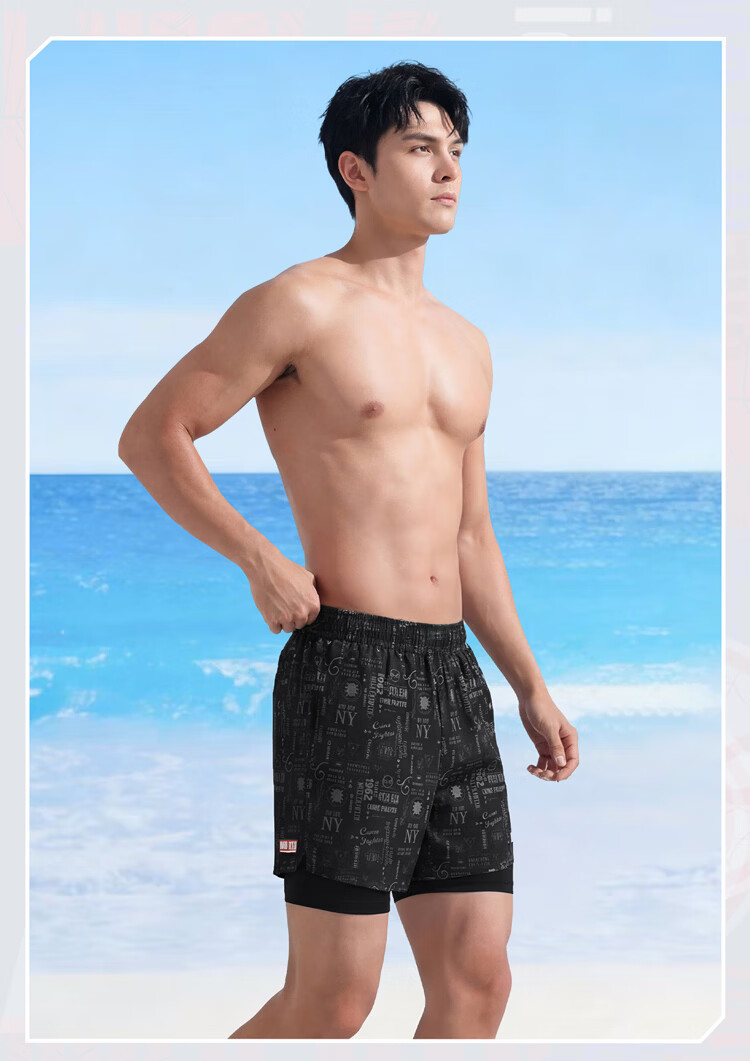 Disney Men's Swim Trunks Adult Swimming Gear Anti-Embarrassment Hot Spring Beach Shorts D86000S2F Black 3XL 9