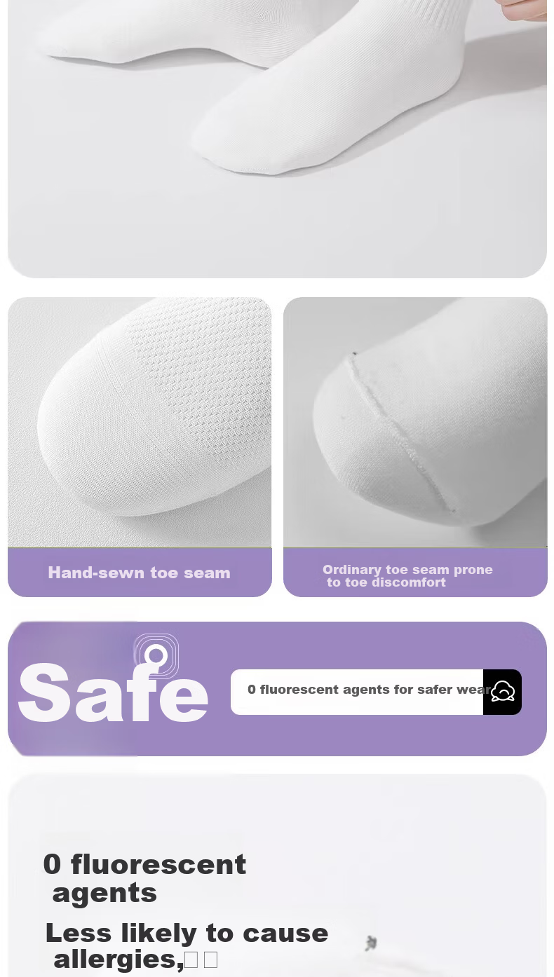 Turou Disposable Socks Unisex Sweat-Absorbing Odor-Resistant Thickened Portable Travel White Mid-Calf 10 Pairs 9