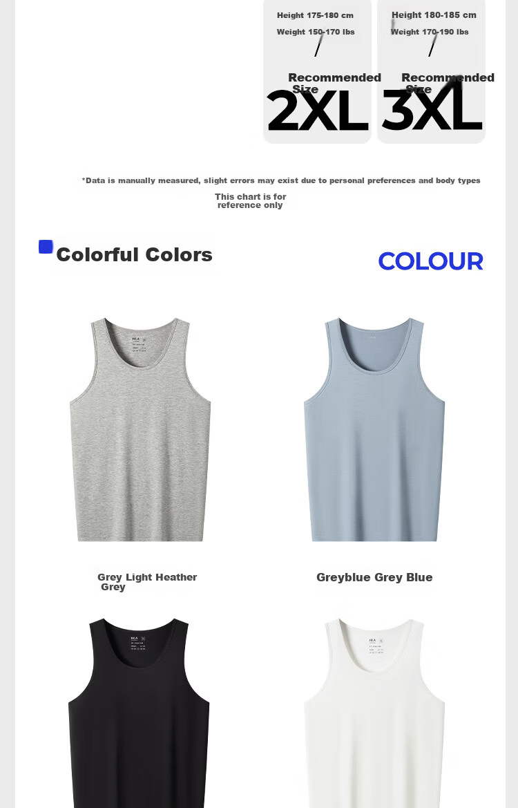 HLA Sleeveless Vest for Men, Ice Silk 5A Antibacterial Cooling Breathable Undershirt, Thin Base Layer Tank Top, 2-Pack 13