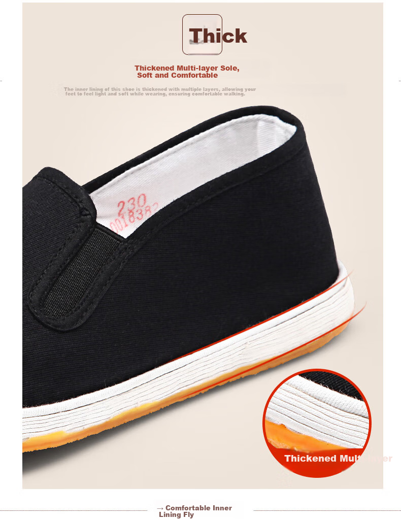 Busheyuan Traditional Handmade Thousand-Layer Sole Cloth Shoes Women Single Shoes Beef Tendon Sole Old Beijing Cloth Shoes Women YW08 Black 35 7