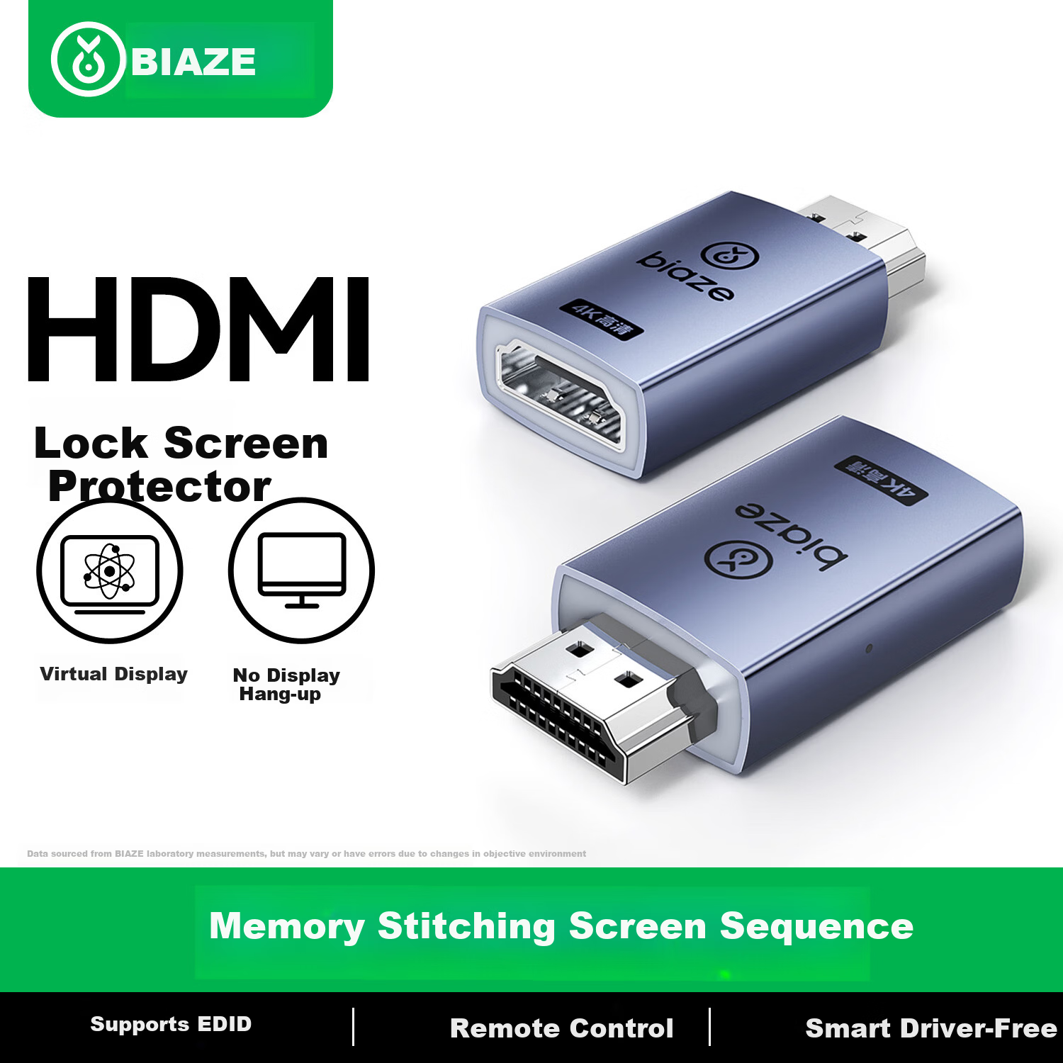 BIAZE HDMI Virtual Screen Lock Device [Extended Interface] HDMI Graphics Card Emulator HDMI Interface Dummy Load Virtual Screen Tester 4K Resolution