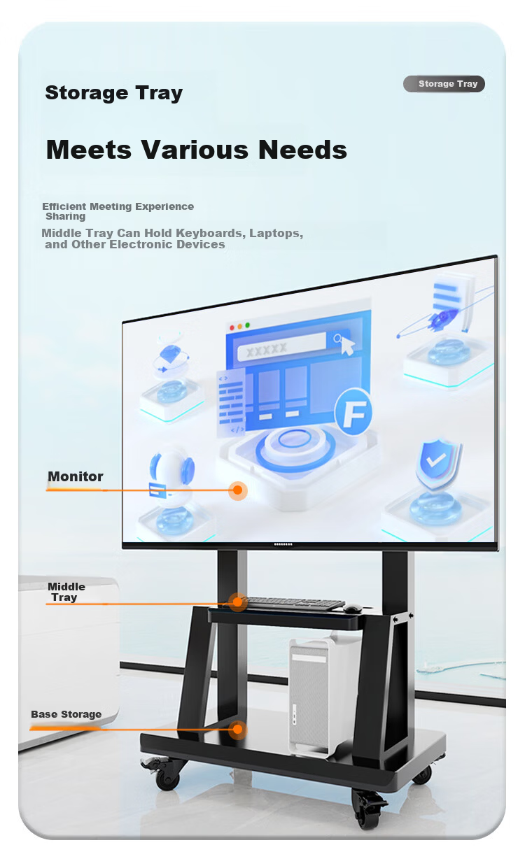 ProPre TV Mobile Floor Stand, 32-75 Inch TV Bracket, Compatible with Hisense TV Mobile Cart, Conference Movable Mount, Suitable for Honghe, Seewo Advertising Machine Stand 3