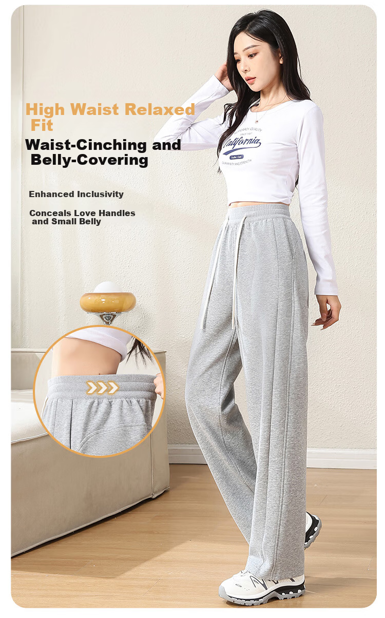 FitonTon Women's Sports Pants, Autumn And Winter High-Waisted Slim-Fit Banana Pants, Loose-Fitting Sweatpants, American-Style Wide-Leg Pants, Slimming Versatile Trousers 5
