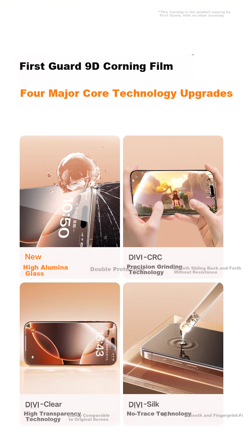 DIVI Dust-Free Case Instant Adhesive iPhone 16 Pro Max Tempered Glass Screen Protector Full Coverage Anti-Drop Anti-Fingerprint Smooth Touch 1 Piece 7