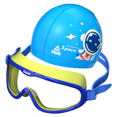 PEAK Children's Swimming Goggles, Anti-Fog And Waterproof, High-Definition Large Frame, Boys And Girls Swim Glasses, Swim Cap Set, Professional Swimming Equipment