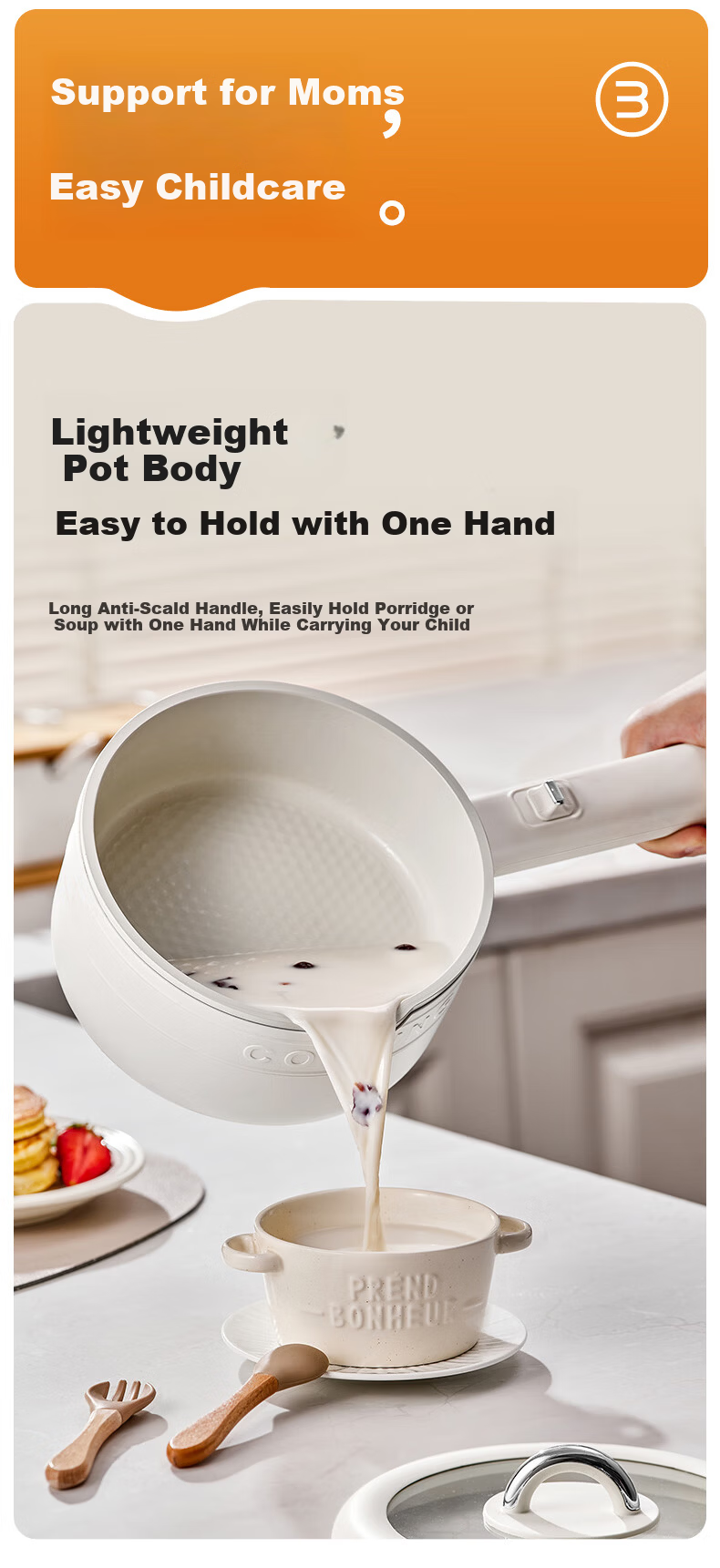 Modong Electric Cooking Pot Multifunctional Electric Hot Pot 3L Small Hot Pot Electric Steamer Cooker All-in-One High Power Multi-Purpose Pot MD-DZG34-L 14