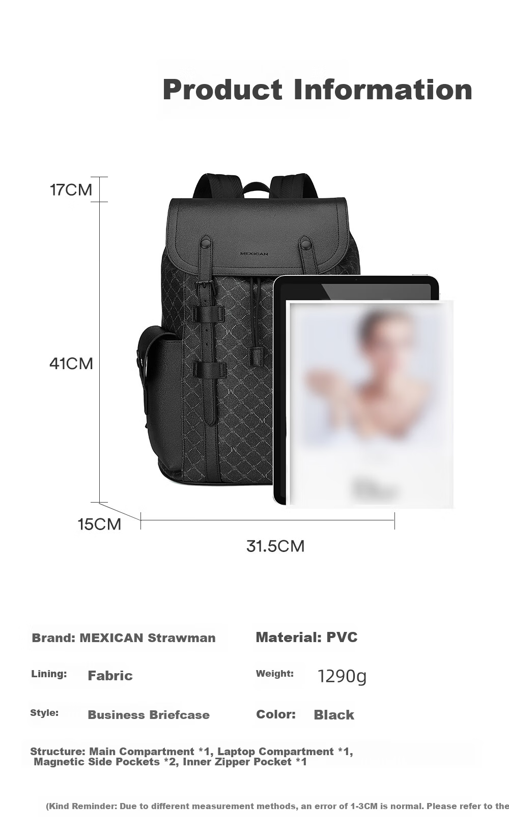 MEXICAN Men's Large Capacity Backpack Casual Travel Laptop Bag Business Lightweight Luxury High-End Stylish Tourism Backpack 11