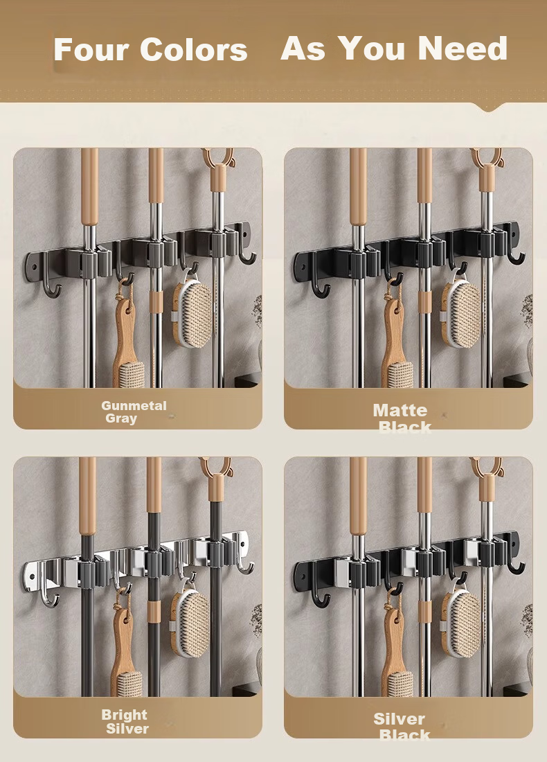 Xinpei Mop Hanger Hook, Broom Holder, Fixed Rack, No Drilling Required, Toilet Mop Clip, Bathroom Storage Shelf 13