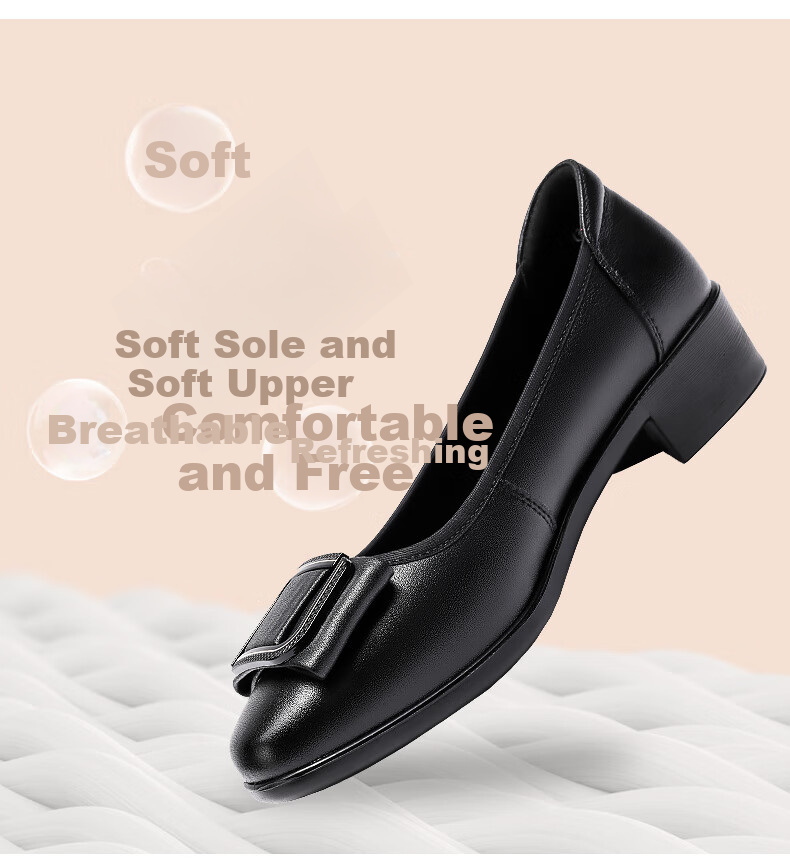 LAORENTOU Women's Fashion Casual Professional Chunky Heel Low-Cut Mid Heel Commuting Work Shoes LB12265 White Size 37 2