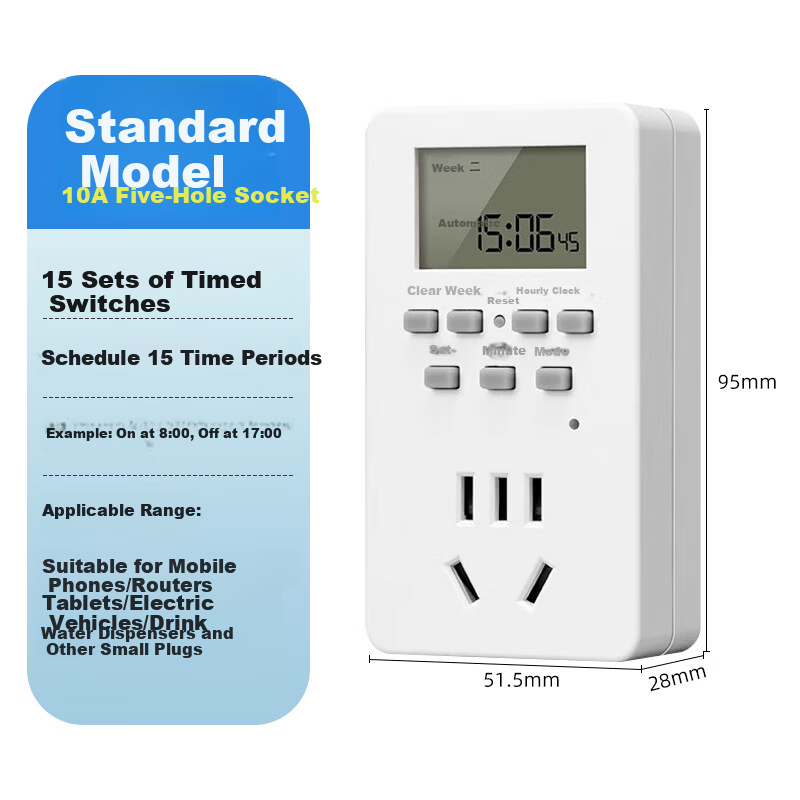 FDD Electronic Timer Socket 24-Hour Segment Timer Switch Automatic Power-Off Smart Socket 10A Standard Timer Socket