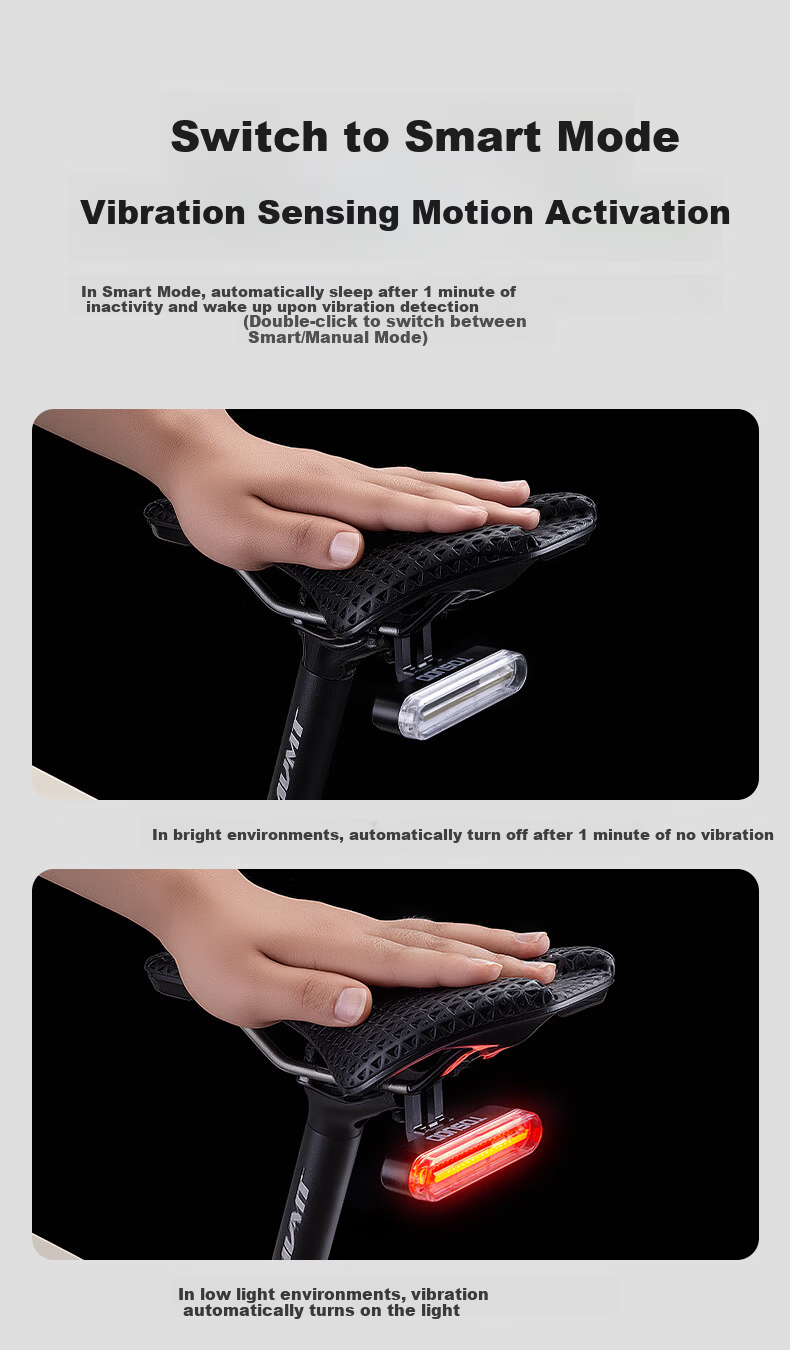 Captain Tas Waterproof Rechargeable Bicycle Tail Light RGB Mountain Road Night Riding High Brightness Brake Sensor Warning Light 7