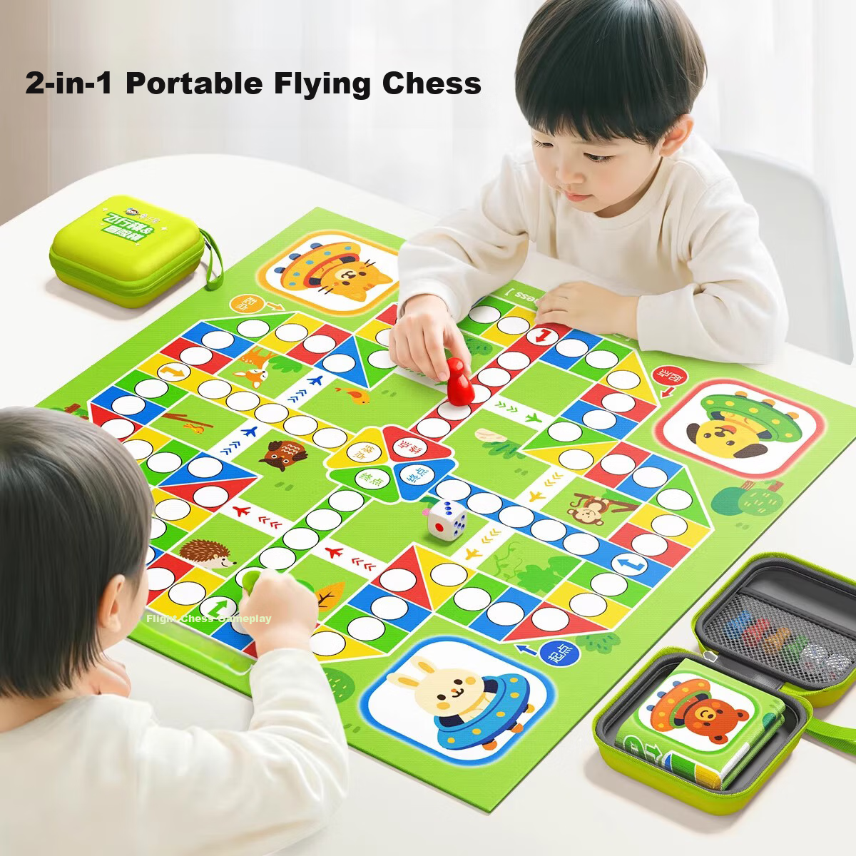 Licheers Flying Chess, Educational Board Game for Children And Elementary School Students, Portable Multi-Functional Two-In Mini Pocket Adventure Game Toy