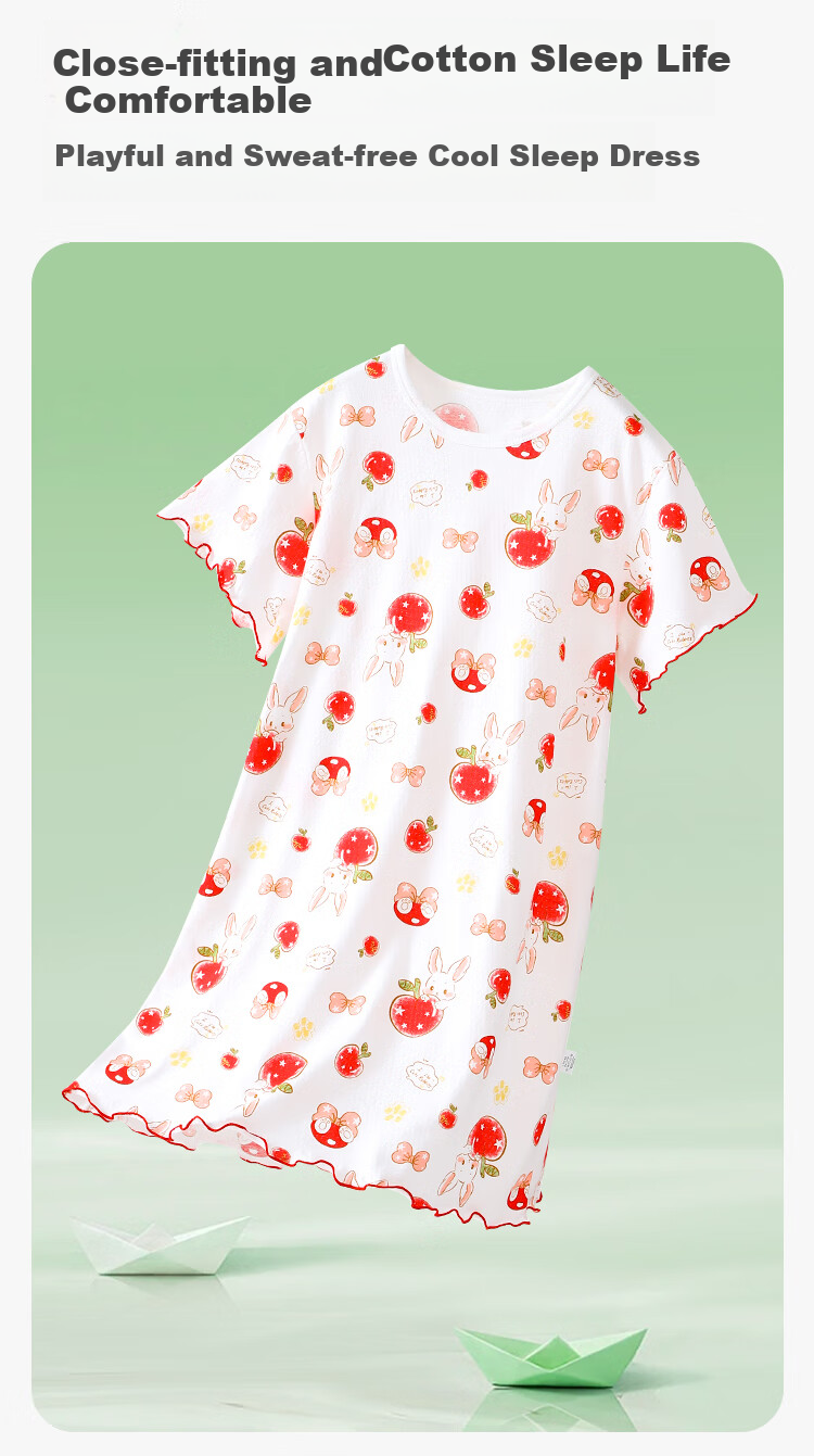 DEESHA Kids Children's Summer Short Sleeve Nightgown Girls Sleepwear Homewear Parent-Child Sweet Orange Baby 110 2