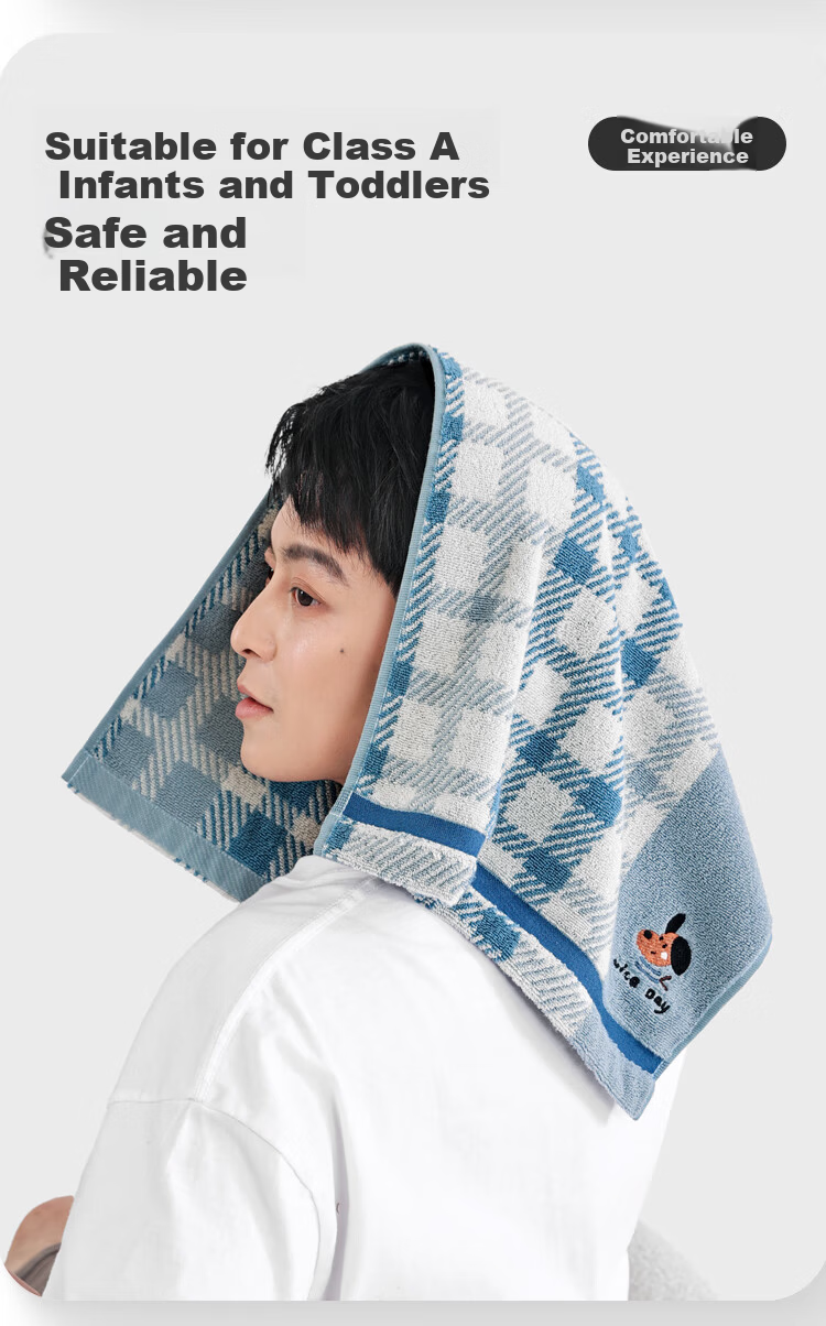 Sanli Pure Cotton Class A Towel Home Face Wash Cartoon Embroidery Bath Towel Soft Absorbent Blue Sports 7