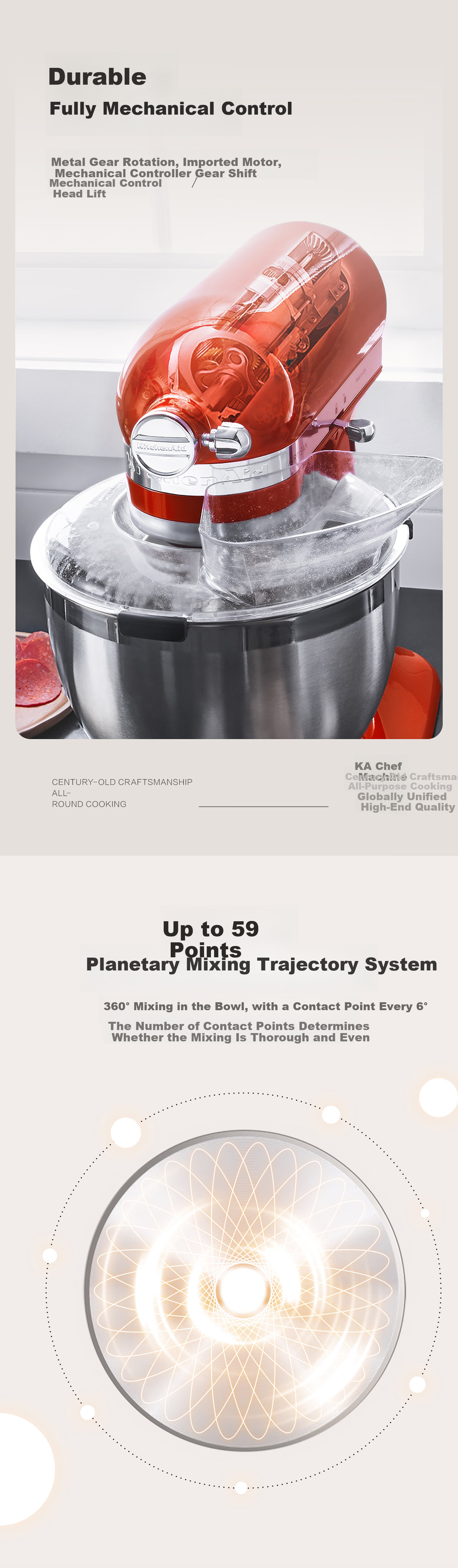 KitchenAid 3.5QT Multifunctional Stand Mixer Home Small Dough Kneading Machine Warm Orange 5KSM3311XCHT 8