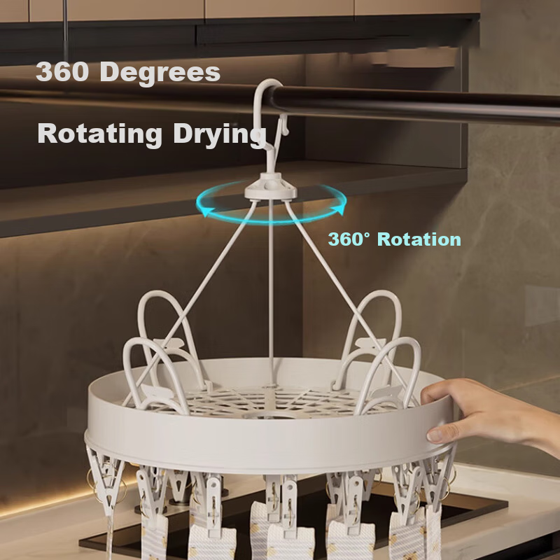 40,000 KM Socks Drying Rack Household Balcony Storage Multi-Functional Underwear Clips Windproof Clothes Hanger
